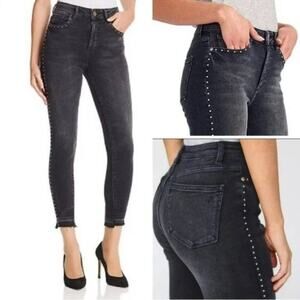 NWT DL1961 CHRISSY Ultra High Rise Skinny Jeans SIZE 26 HOLDEN Black Studded NEW